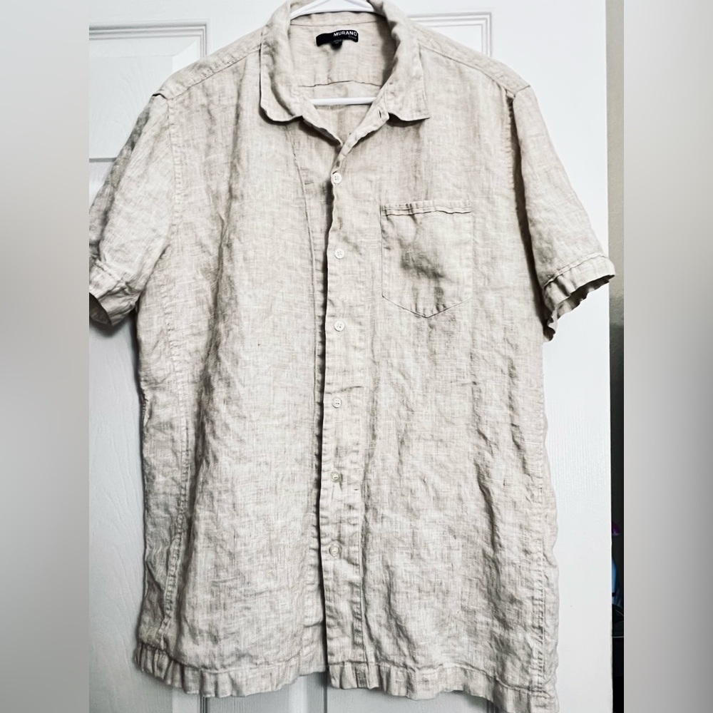 Murano Light Beige Casual Linen Shirt